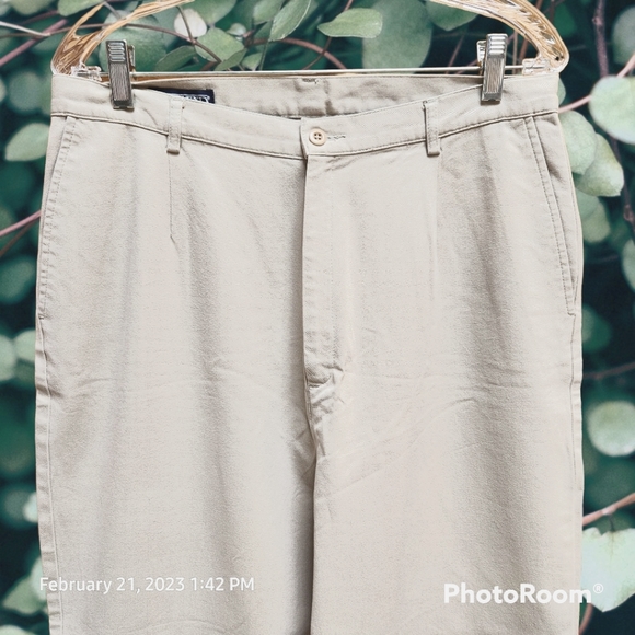 LAND'S END Classic Chino Pants Hi Rise Straight Leg Ivory Color Relaxed … - Picture 3 of 10